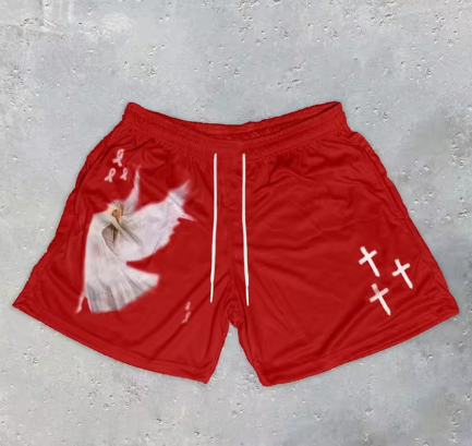 Y2K Christian Angel Cross Gym Shorts