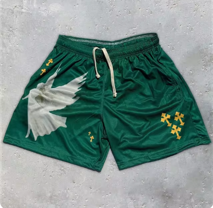 Y2K Christian Angel Cross Gym Shorts