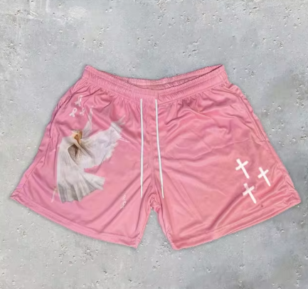 Y2K Christian Angel Cross Gym Shorts
